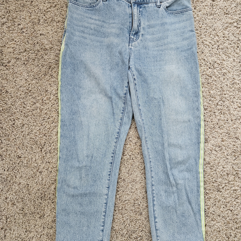 Armani Exchange Light Blue Jeans with Neon Yellow Trim